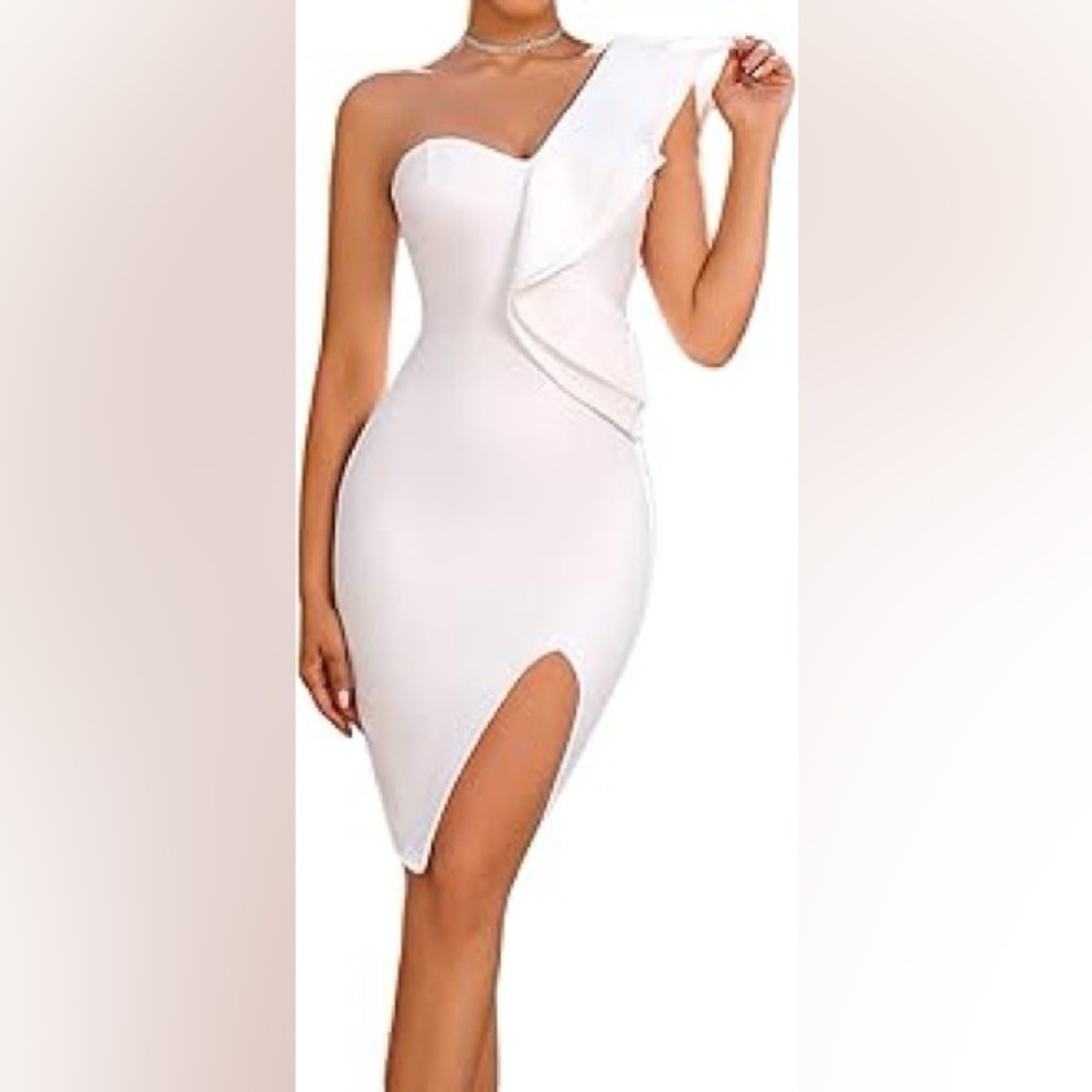 Chic One-Shoulder White Dress